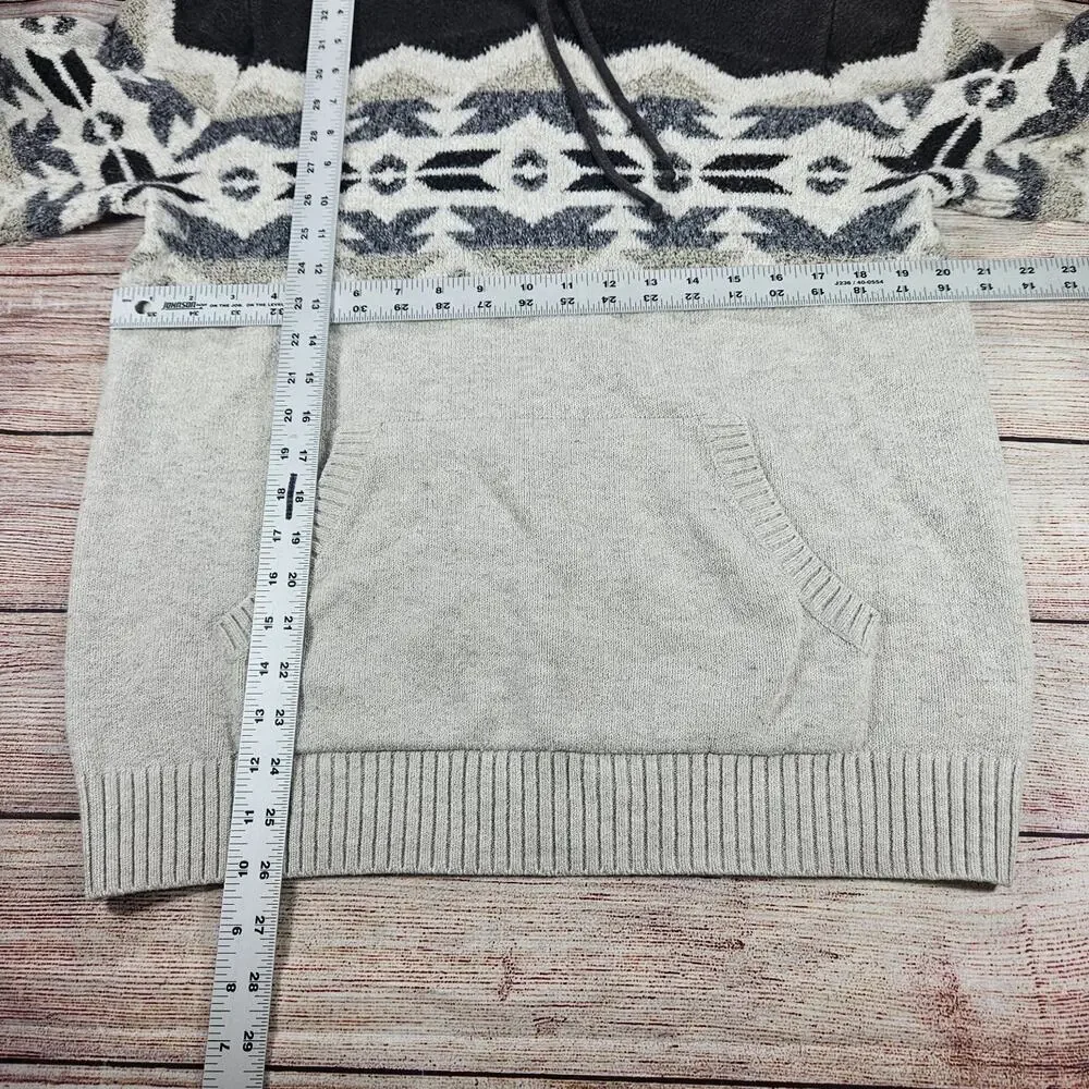 Old Navy Hoodie Men's Grey Multi L Knit Fair Isle Pullover *Discoloration